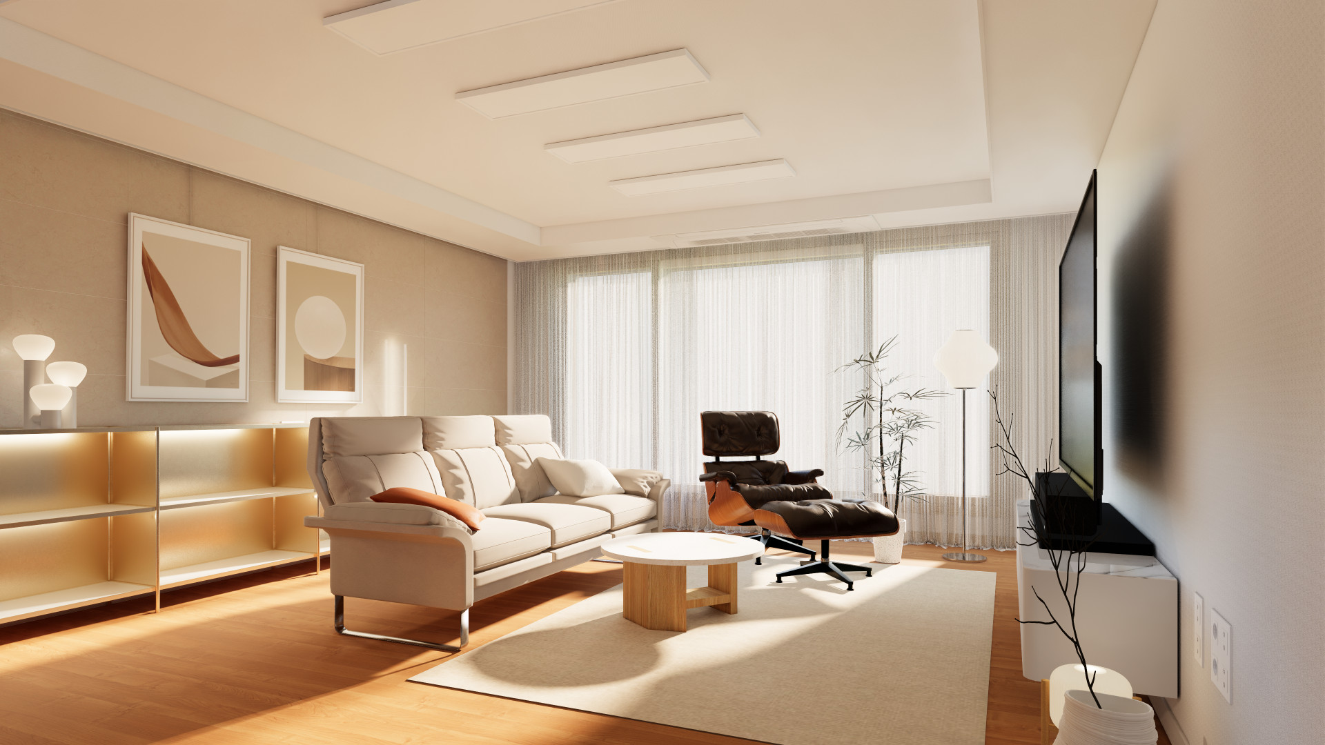 서울 서초구 래미안리더스원아파트 거실 3D인테리어2