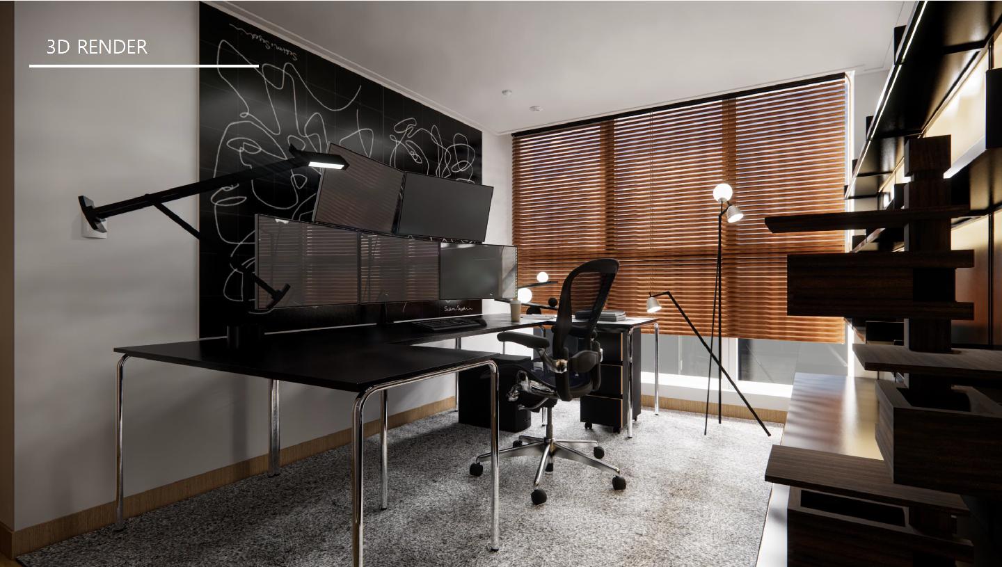 트리마제38평서재인테리어3D1