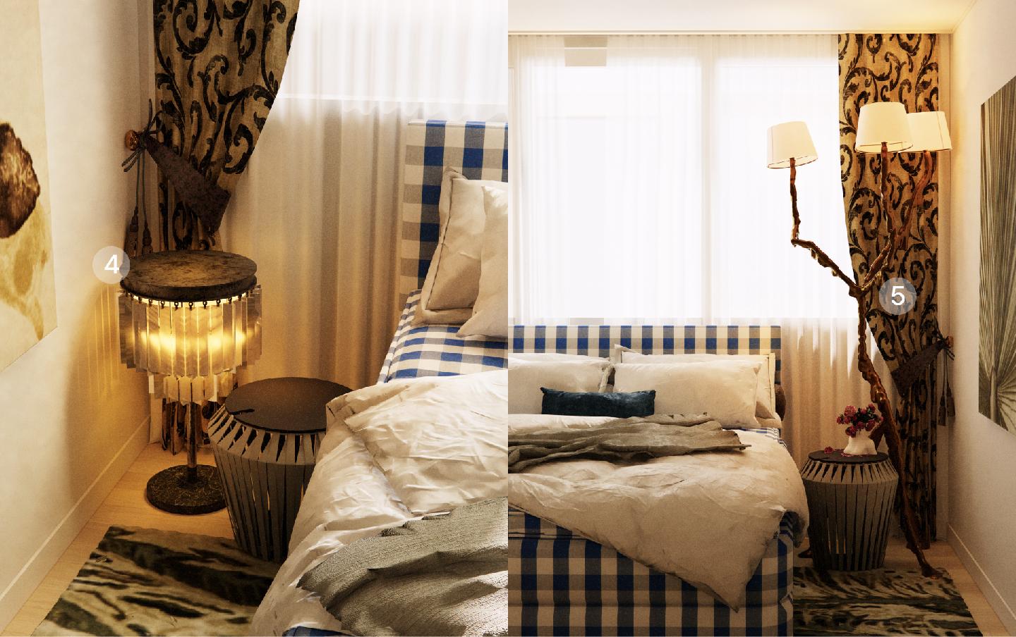 보컨셉. 티모시울튼 오데온 테이블 램프, 에드라의 이네스 플로어 램프가 더해진 이국적인 침실 인테리어, 반포 래미안 원베일리 34평형 프리미엄 홈 스타일링을 인테리어티쳐에서 바로 상담받기